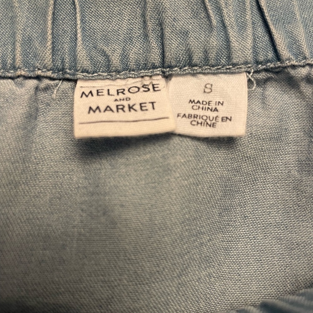 Melrose and Market Nordstrom Chambray Blouse Blue Fringe Size S - Picture 4 of 8